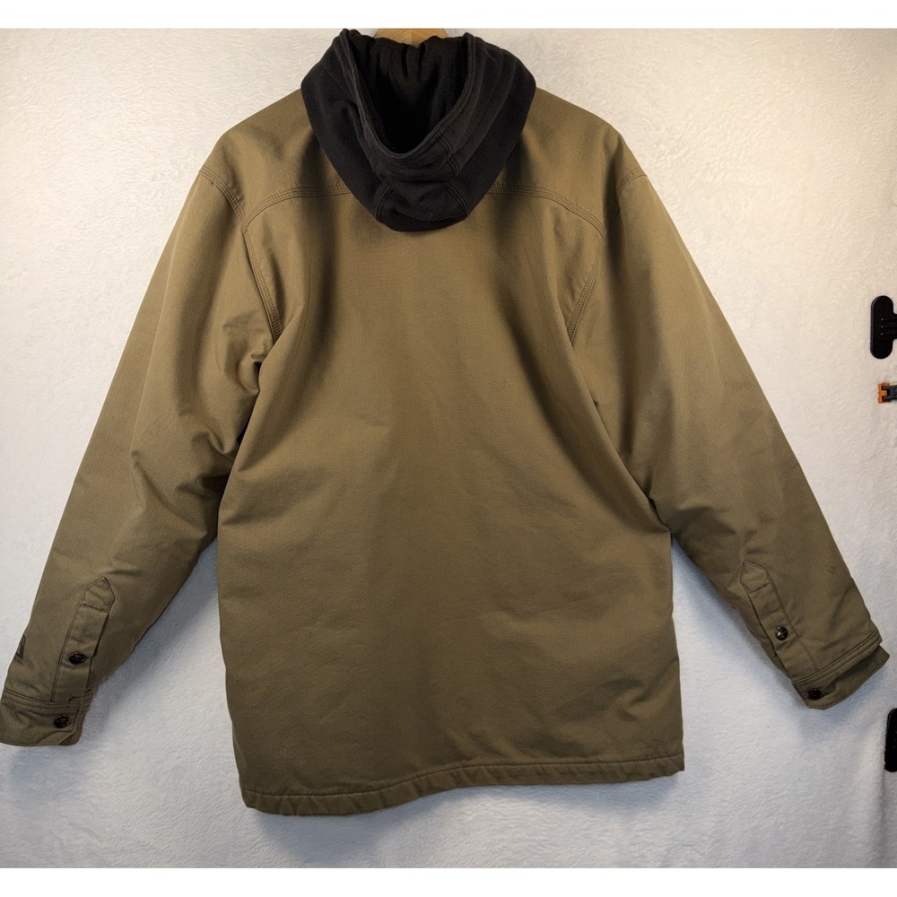 Carhartt Mens Sz M Quick Duck Canvas Fleece Lined Chore Jacket Fleece Hood - Picture 2 of 9